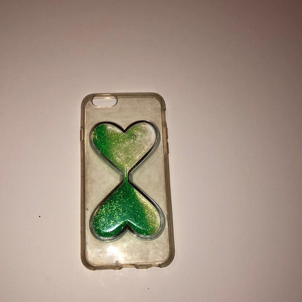Heart green glitter hour glass iPhone case